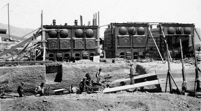 (1908)^#^ - On-site cement plant was used for the lining of the open channel portion of the aqueduct.