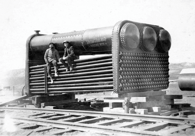 (ca. 1908)^# - Close-up view of cement mill boilers.