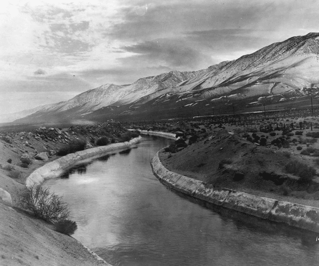(1928)* - Panoramic view of the Los Angeles Aqueduct in the Owens Valley near Alabama Hills on November 24, 1928.