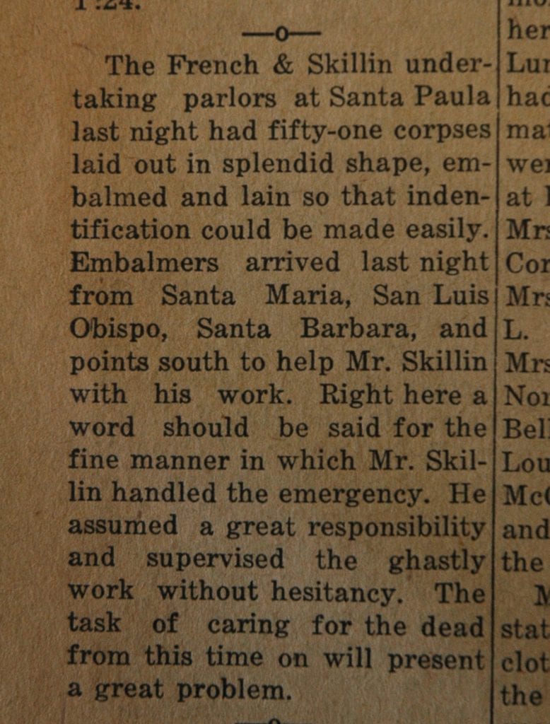 From the Fillmore American, Thursday, March 15, 1928, page 4. Victims of the St. Francis Dam disaster. 