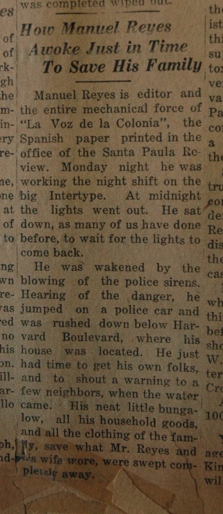 From the Fillmore American, Thursday, March 15, 1928, page 4. Survivors of the St. Francis Dam disaster. 