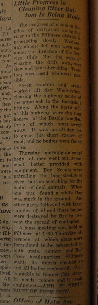 From the Fillmore American, Thursday, March 15, 1928, page 4. Victims of the St. Francis Dam disaster. 