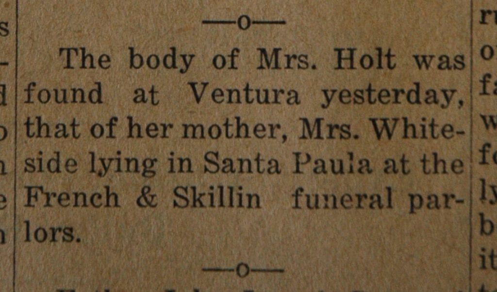 From the Fillmore American, Thursday, March 15, 1928, page 4. Victims of the St. Francis Dam disaster. 