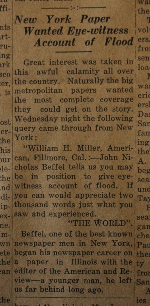 From the Fillmore American, Thursday, March 15, 1928, page 4. Survivors of the St. Francis Dam disaster. 