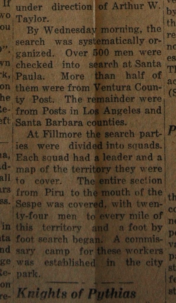 From the Fillmore American, Thursday, March 15, 1928, page 4. Victims and survivors of the St. Francis Dam disaster. 