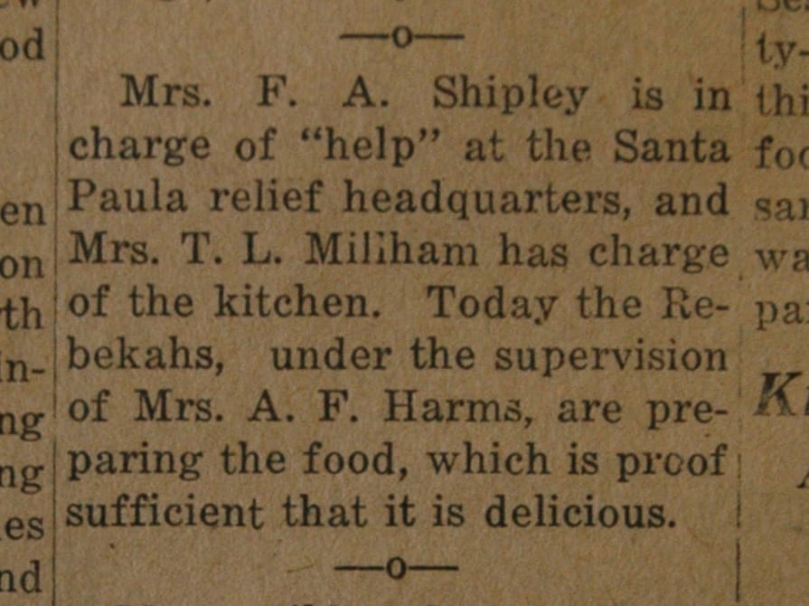 From the Fillmore American, Thursday, March 15, 1928, page 4. Victims and survivors of the St. Francis Dam disaster. 