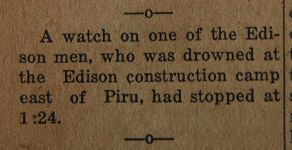 From the Fillmore American, Thursday, March 15, 1928, page 4. Victims of the St. Francis Dam disaster.