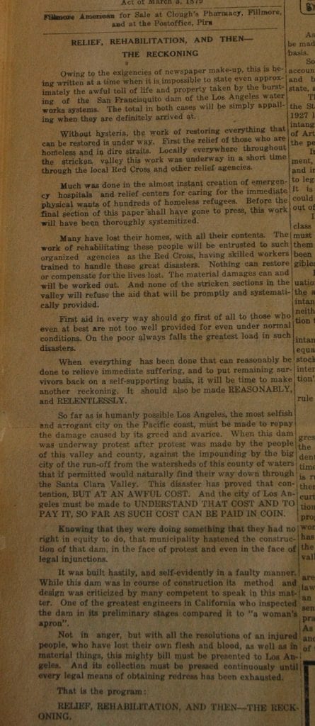 From the Fillmore American, Thursday, March 15, 1928, page 6