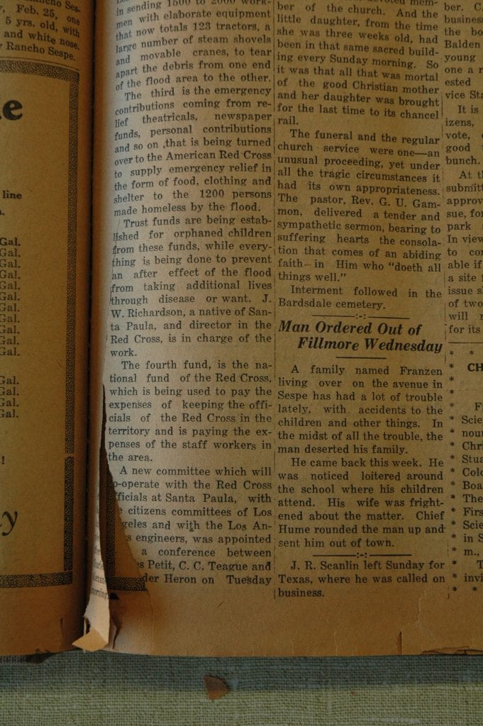 From the Fillmore American, Thursday, March 22, 1928, page 1