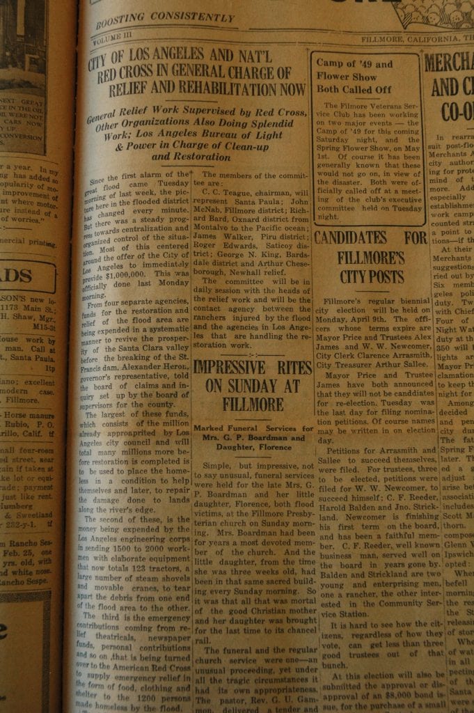 From the Fillmore American, Thursday, March 22, 1928, page 1