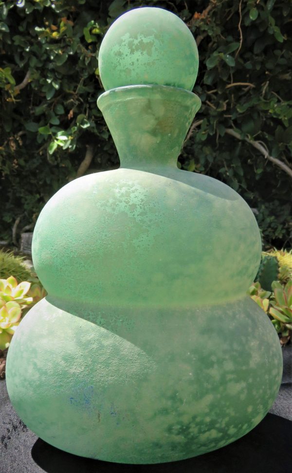 MOTTLED GREEN GLASS BOTTLE