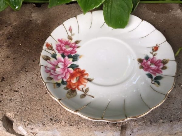 Vintage Japanese Porcelain Floral Cup and Saucer - Image 2